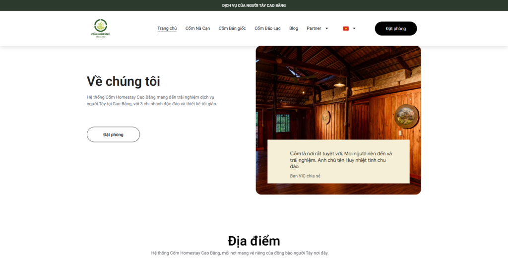 Khách hàng - Hệ thống Cốm Homestay Cao Bằng
